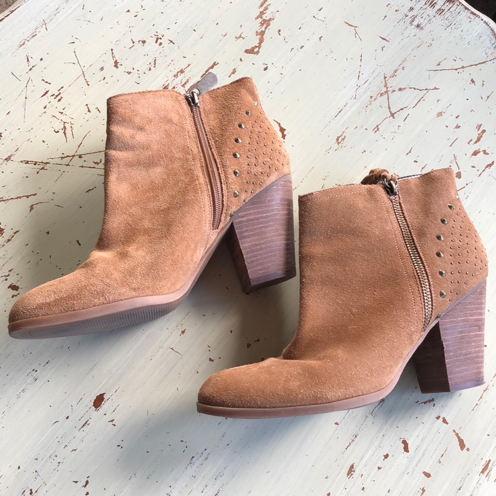 Guess Suede Flores Booties studded chunky heel - Picture 1 of 5